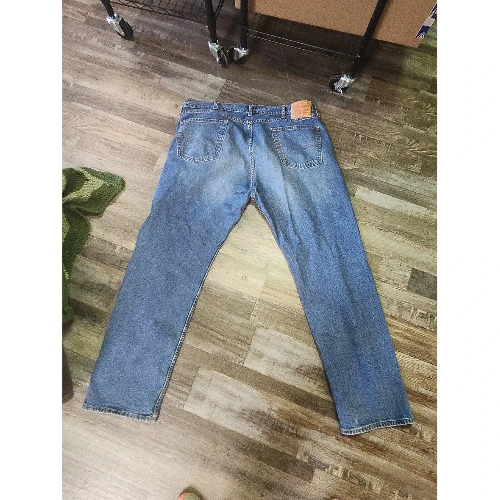 Levis Jeans 505 42x32 Blue Straight Leg ‎ Denim Pants Mens